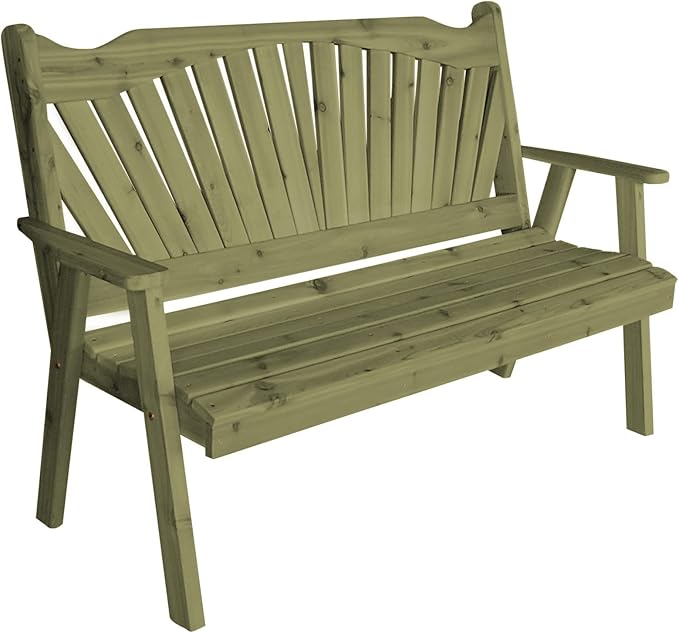 Furniture Barn USA Pine 6' Fanback Garden Bench, Linden Leaf Stain