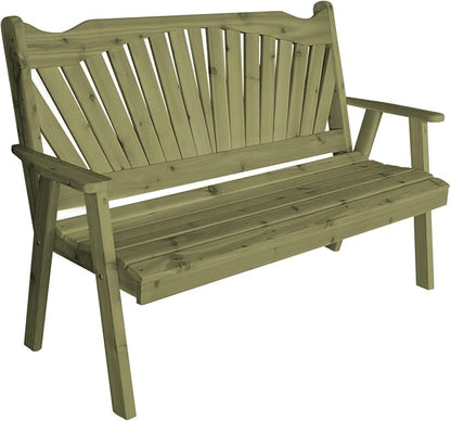 Furniture Barn USA Pine 6' Fanback Garden Bench, Linden Leaf Stain