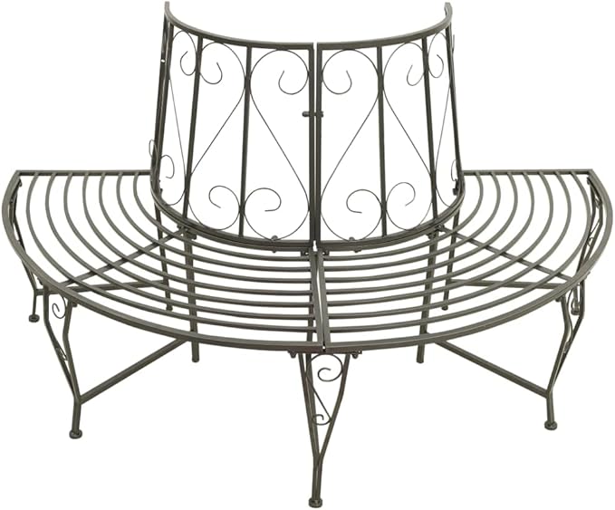 Patio Half Round Tree Bench,Benches for Outside,Yard Bench,Park Benches,Garden Bench,Metal Bench,for The Front Porch,Balcony,Backyard,Outdoor,Garden, Lawn,Path, 63" Steel