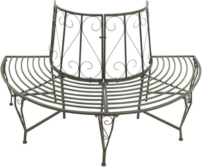Patio Half Round Tree Bench,Benches for Outside,Yard Bench,Park Benches,Garden Bench,Metal Bench,for The Front Porch,Balcony,Backyard,Outdoor,Garden, Lawn,Path, 63" Steel