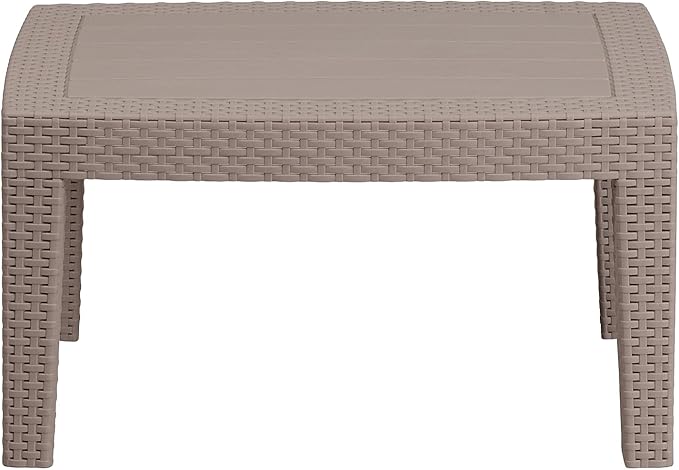Flash Furniture Seneca Light Gray Faux Rattan Coffee Table