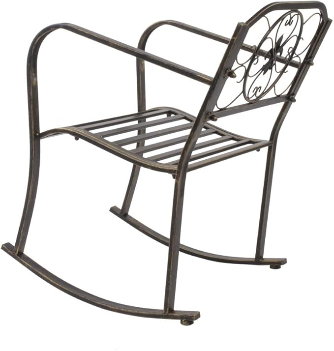 Outdoor Rocking Chair Iron Porch Rocker Chairs Perfect for Patio, Deck, Backyard or Garden (Style 3)
