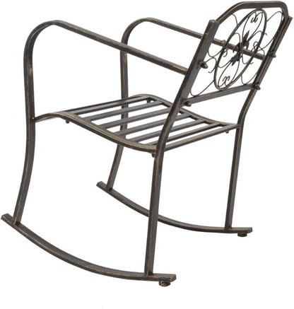 Outdoor Rocking Chair Iron Porch Rocker Chairs Perfect for Patio, Deck, Backyard or Garden (Style 3)