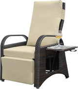 ATR ART TO REAL Outdoor Recliner Chairs, PE Wicker Reclining Lounge Chair with Removable Soft Cushion - Photo 8