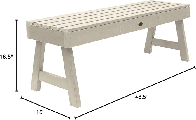 Highwood Weatherly Backless Bench, 4-Feet, Whitewash
