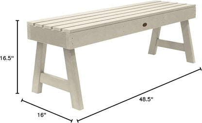 Highwood Weatherly Backless Bench, 4-Feet, Whitewash