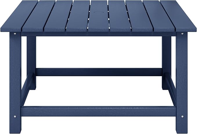 WestinTrends Malibu Low Outdoor HDPE Square Patio Coffee Table, Navy Blue