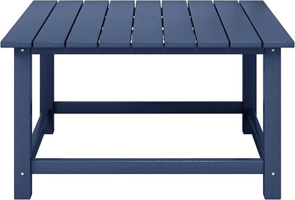 WestinTrends Malibu Low Outdoor HDPE Square Patio Coffee Table, Navy Blue