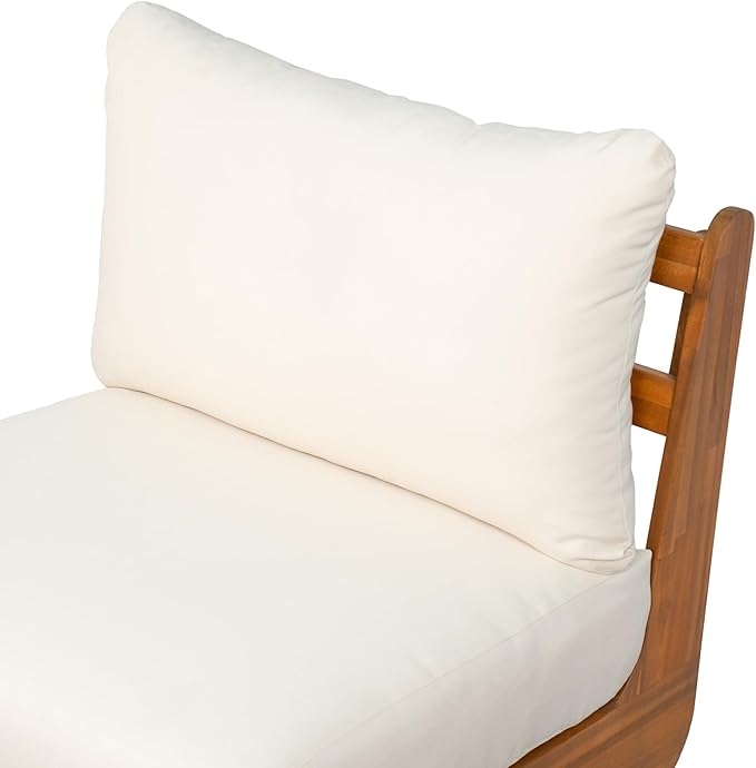Christopher Knight Home Poppy Outdoor Club Chair with Water Resistant, Acacia Wood Lounge Chair Outdoor, Patio Low Profile Accent Chair, Comfy Reading Chair for Garden Backyard, Teak + Beige