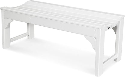 POLYWOOD BAB148WH Traditional Garden 48" Backless Bench, White