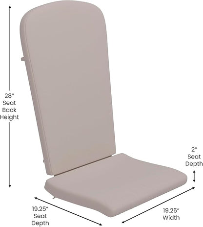 Flash Furniture Charlestown Folding Adirondack Chairs Poly Resin Frame-All-Weather Cushions-Indoor/Outdoor Use, Set of 2, Black/Cream