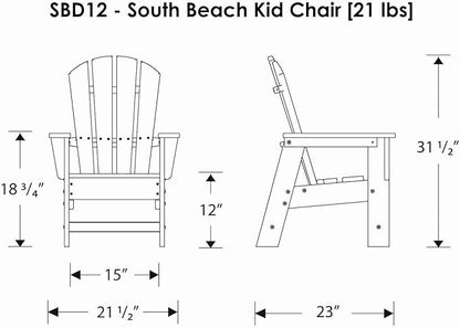 POLYWOOD SBD12GR South Beach Kid Chair, Green