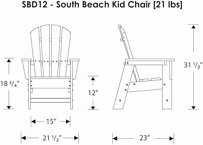 POLYWOOD SBD12PB Kids Casual Chair, Pacific Blue