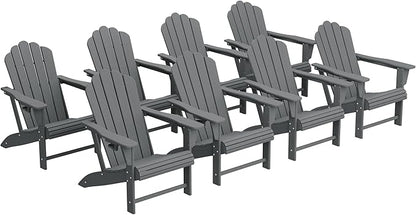 Costaelm Lakeview Outdoor Patio HDPE Adirondack Chairs with Cup Holders (Set of 8), Gray
