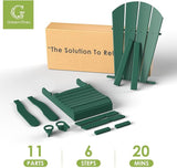 GREENVINES Adirondack-Chairs-with-Ottoman | Set of 4 | Folding | Retractable-Footrest | HDPE Plastic - Photo 6