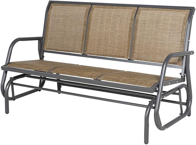 Outdoor Park Bench Backyard Garden, Front Porch, or Walking Path Furniture Seating, Outdoor Metal Garden Bench Patio Park Bench, Patio Park Bench Breathable Mesh Fabric 57.75" L x 29.5" W x 33.5" H