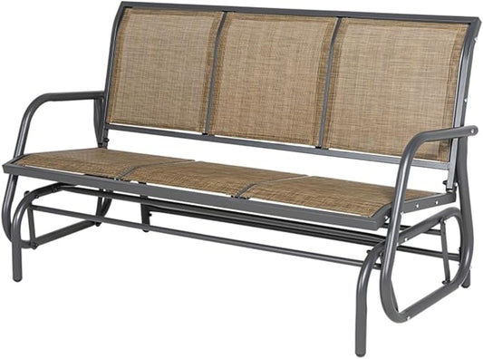 Outdoor Park Bench Backyard Garden, Front Porch, or Walking Path Furniture Seating, Outdoor Metal Garden Bench Patio Park Bench, Patio Park Bench Breathable Mesh Fabric 57.75" L x 29.5" W x 33.5" H