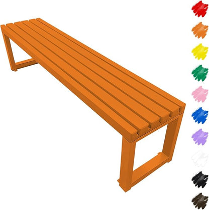 Outdoor Garden Bench 2-Person Metal Benches Patio Bench Weatherproof Park Seat Backless Chair Front Porch Seat Slatted Chair 3.3ft 3.9ft 4.9ft 5.9ft(Orange,5.9ft)