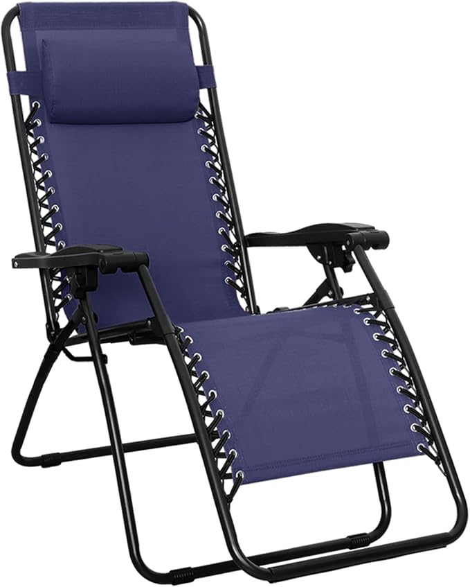 Amazon Basics Outdoor Patio Zero Gravity Lounge Chair with Pillow, Folding Reclining and Textilene Adjustable - Photo 1