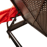 Adjustable Patio Sun Lounger with Retractable Canopy, Brown Outdoor Chaise Lounge with Cushion - Photo 9