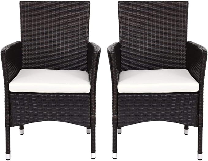 ReunionG 2PCS Patio Rattan Chairs, Furniture Armchair Set with Removable Cushions, Garden, Balcony - Photo 1