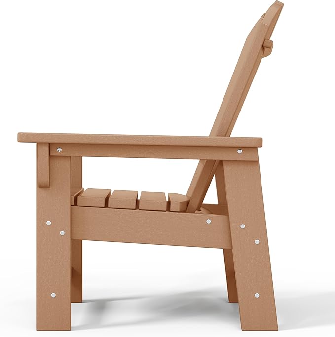 WestinTrends Malibu Kids Outdoor Adirondack Plastic Patio Chair (Set of 2), Teak