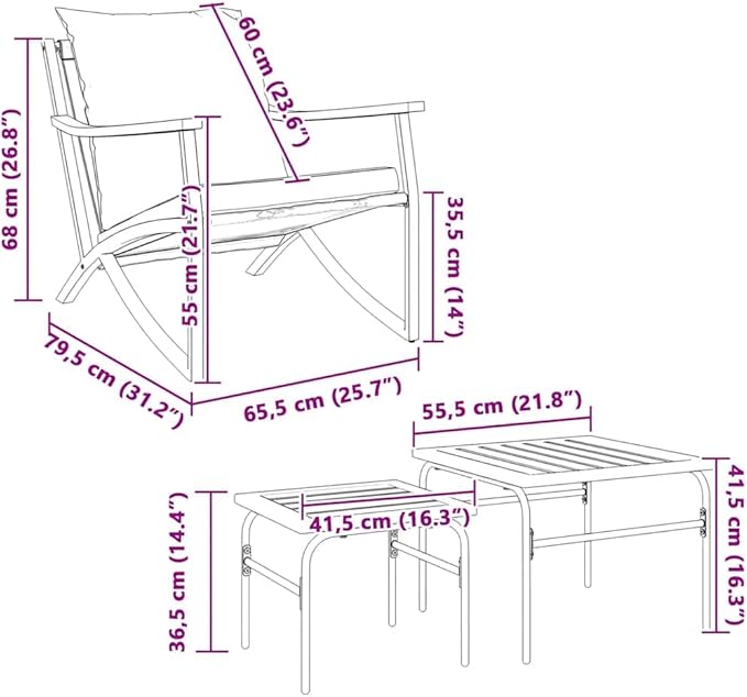 21.9" x 21.9" x 16.3" Outdoor Furniture Set 4-Piece Balcony Chairs with Removable Cushions, Powder-Coated Steel Frame - Photo 3