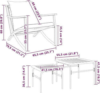 21.9" x 21.9" x 16.3" Outdoor Furniture Set 4-Piece Balcony Chairs with Removable Cushions, Powder-Coated Steel Frame, Black Finish, Lightweight for Garden, Patio, Porch Living