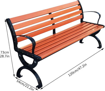 Patio Bench, Outdoor Bench Metal Garden Bench,Park Bench,Porch Chair,Porch Loveseat,Front Porch Bench,Weather Proof Porch Path Chair for 2 Person,for Yard Lawn Decor Deck Entryway(47IN/120CM)