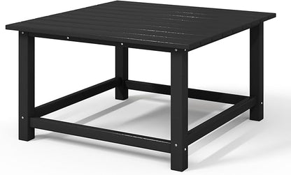 WestinTrends Malibu Low Outdoor HDPE Square Patio Coffee Table, Black