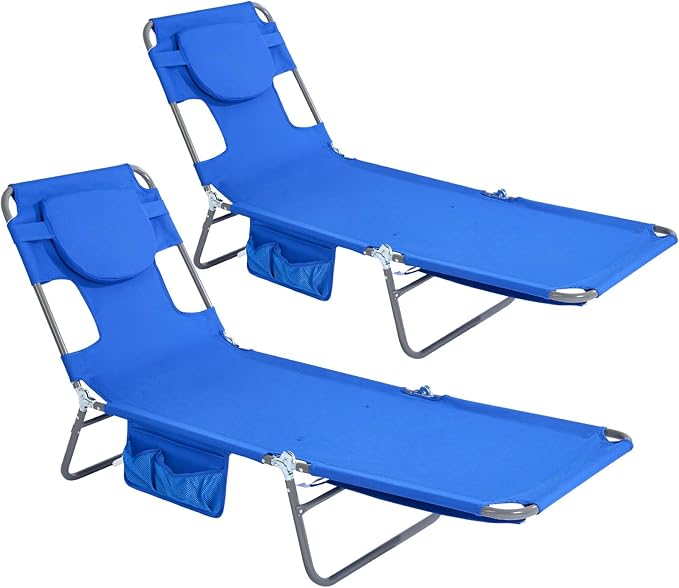 daystar SunnyFeel Beach Lounge Chair, Backpack Reclining Beach Chairs Lay Flat, Face Down Tanning Chair, Folding Camping Chairs Portable Camp Cot with Backpack Straps for Outdoor/Picnic/Lawn