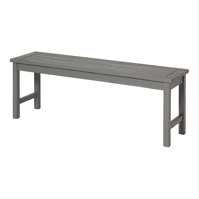 Walker Edison Rendezvous Modern Solid Acacia Wood Slatted Patio Bench, 53 Inch, Grey Wash - Photo 9