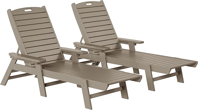 WestinTrends Malibu Poly Reclining Chaise Lounge (Set of 2) Weathered Wood