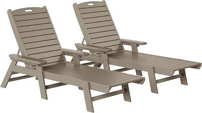 WestinTrends Malibu Poly Reclining Chaise Lounge (Set of 2) Weathered Wood