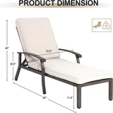 Chaise Lounge Chair Outdoor with Wheels, Cast Aluminum Tanning Chair with Beige Cushion - Photo 2