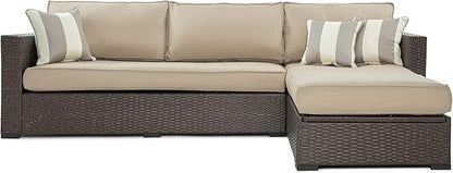Serta Laguna Brown Resin Wicker Outdoor Patio Furniture Collection, Easy Assembly, Porch or Pool, Storage Sectional Brown Wicker