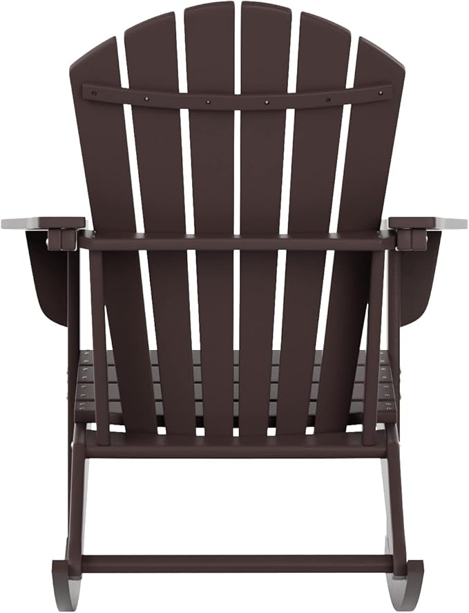 WestinTrends Dylan Outdoor Patio Poly Plastic Adirondack Rocking Chair, Dark Brown