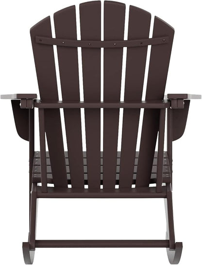 WestinTrends Dylan Outdoor Patio Poly Plastic Adirondack Rocking Chair, Dark Brown