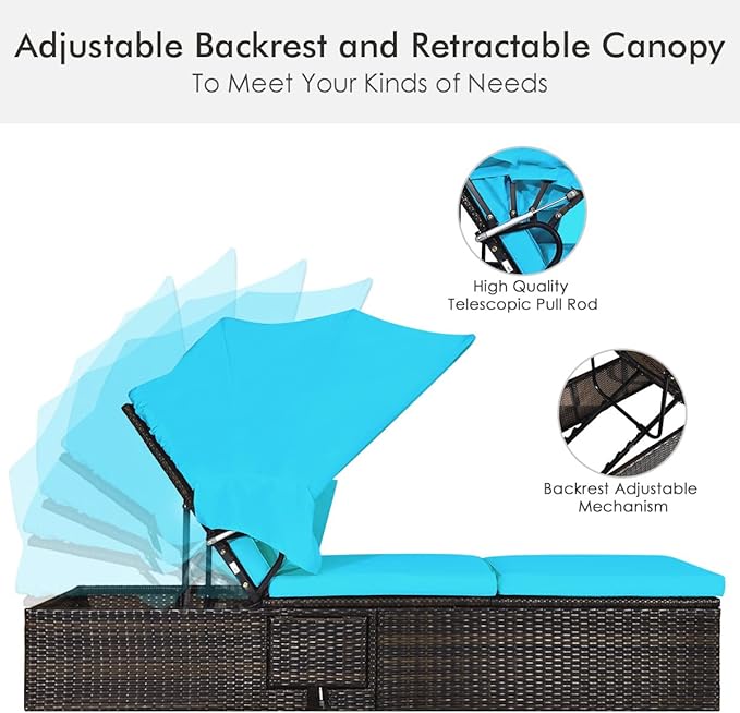 RELAX4LIFE Rattan Chaise Lounge Chair - PE Wicker Reclining Lounger with 5-Position Adjustable Backrest - Photo 5
