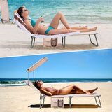 Giantex Tanning Chair, Patio Chaise Lounge Chair with 5 Adjustable Position, Shade Canopy, Storage Pocket, Camping Cot - Photo 2