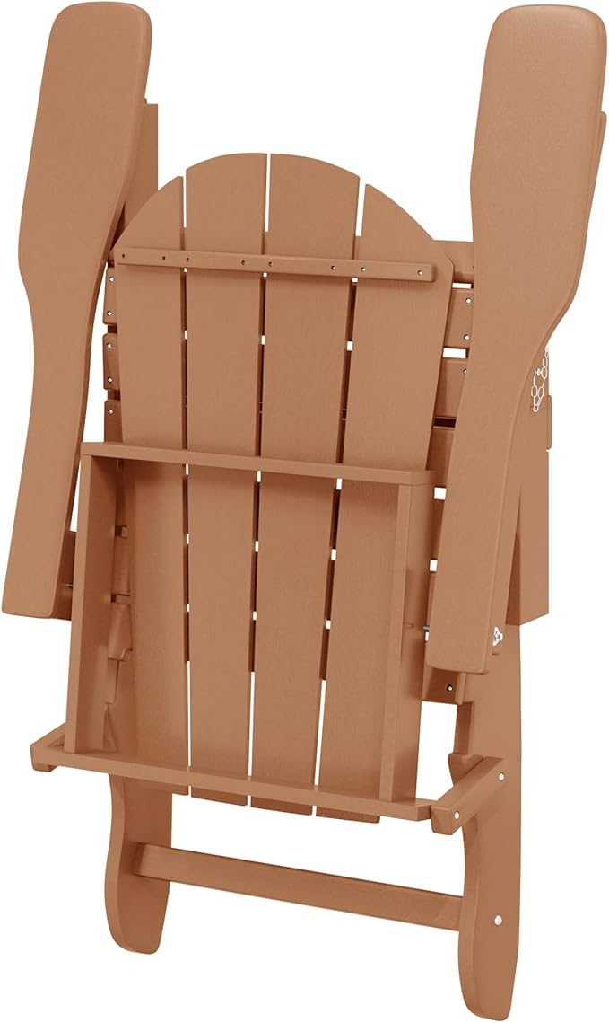 WO WESTIN OUTDOOR HDPE Laguna Outdoor Folding Poly Adirondack Chair (Set of 2), Teak