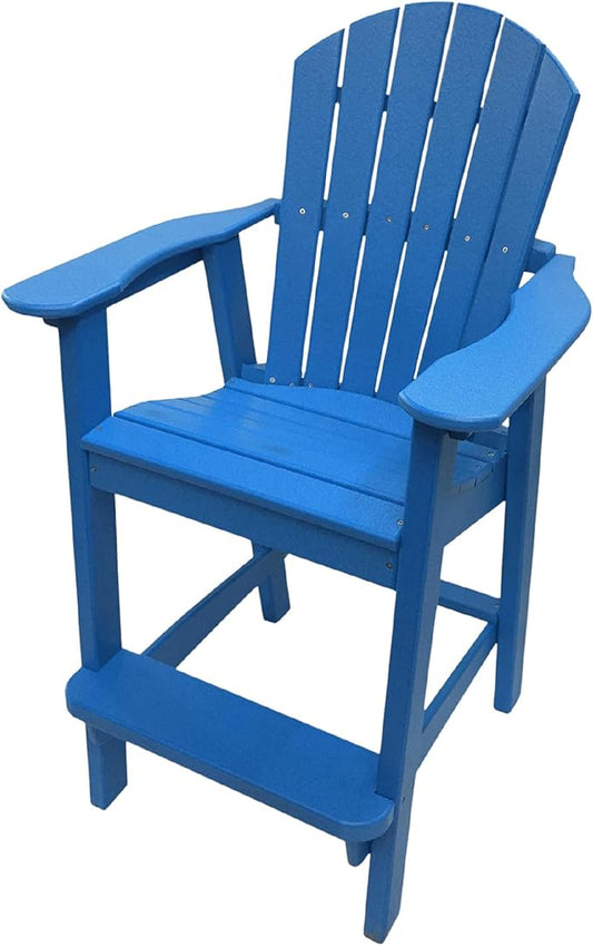 Phat Tommy Tall Adirondack Chair - HDPE Outdoor Furniture - Poly Adirondack Bar Stool - Heavy, Stress Free Furniture for Balcony, Deck, Patio, Front Porch, Blue