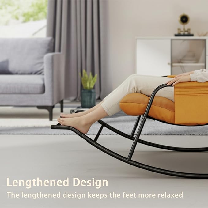 Oversized Indoor Rocking Chair, Plush Papasan Chair with Comfy Padded Cushions & Side Pocket, for Patio Garden, Porch - Photo 9