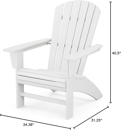 POLYWOOD Nautical Curveback Adirondack Chair, Fire Pit Patio Furniture, All-Weather HDPE Outdoor Seating, Fade-Proof, White, Deck Garden Poolside