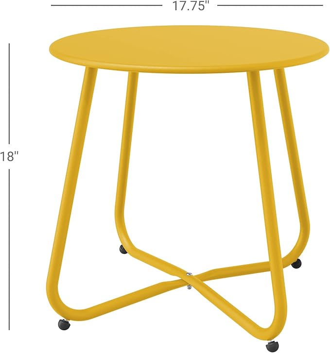 Grand patio Small Round Side Table, 18-inch Outdoor Side Table with Adjustable Feet - Photo 3
