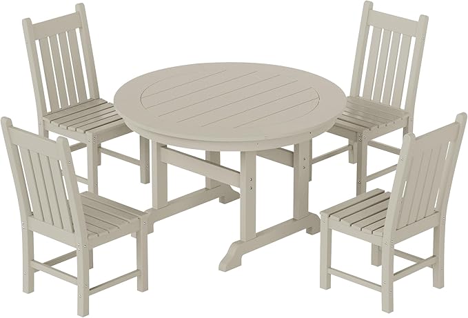 Costaelm Armless Outdoor Chair, Patio Adirondack Chair, HDPE Poly Lumber Waterproof Restaurant Bistro Kitchen Dining Chair for Outside Porch Backyard Garden, Sand