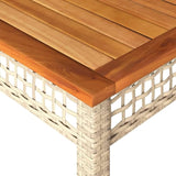 Beige Poly Rattan Rectangular Garden Table 55.1x31.5x29.5 in, Solid Acacia Wood Top for Outdoor Dining - Photo 8