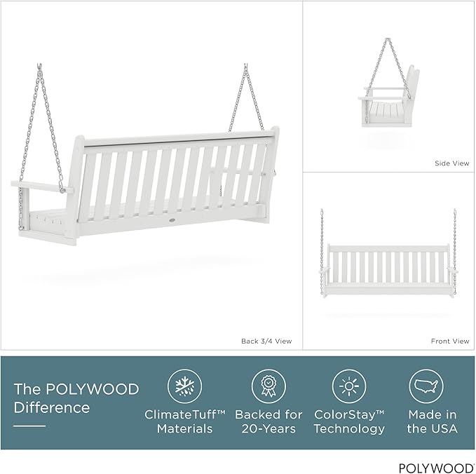 POLYWOOD GNS60WH Vineyard 60" Swing, White - Photo 2
