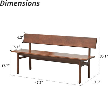 Outdoor indoor Bench, 47.2 Patio Garden and balcony Wooden Bench, Weatherproof Sturdy Wood Garden Bench with Seat for Porch, Park, Backyard, 600 Lbs Max Load, 2-Person Walnut Loveseat with Backrest