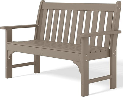 Costaelm Garden Bench, Farmhouse Park Front Porch for Entryway Bench Outdoor Seating Low Bench Patio Bench Outside/Indoor, Weathered Wood